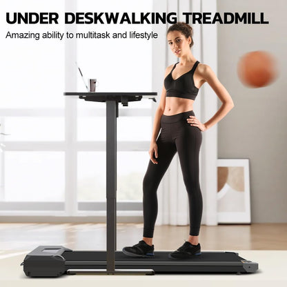 Under Desk Treadmill for Home Use Portable Treadmill Electric Walkstation with LED Display Remote Control, Walking Running Machine for Home Office Gym Use, Free Installation