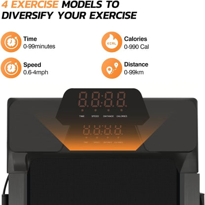 Under Desk Treadmill for Home Use Portable Treadmill Electric Walkstation with LED Display Remote Control, Walking Running Machine for Home Office Gym Use, Free Installation