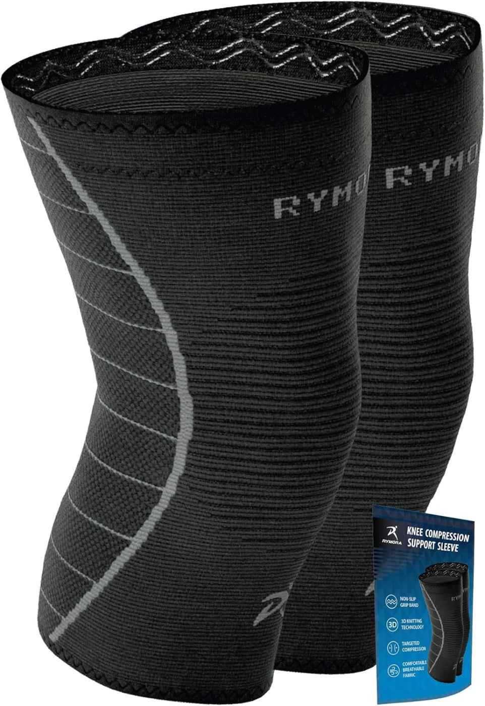 Knee Compression Sleeves for Men and Women  - Choice of Single or Pair