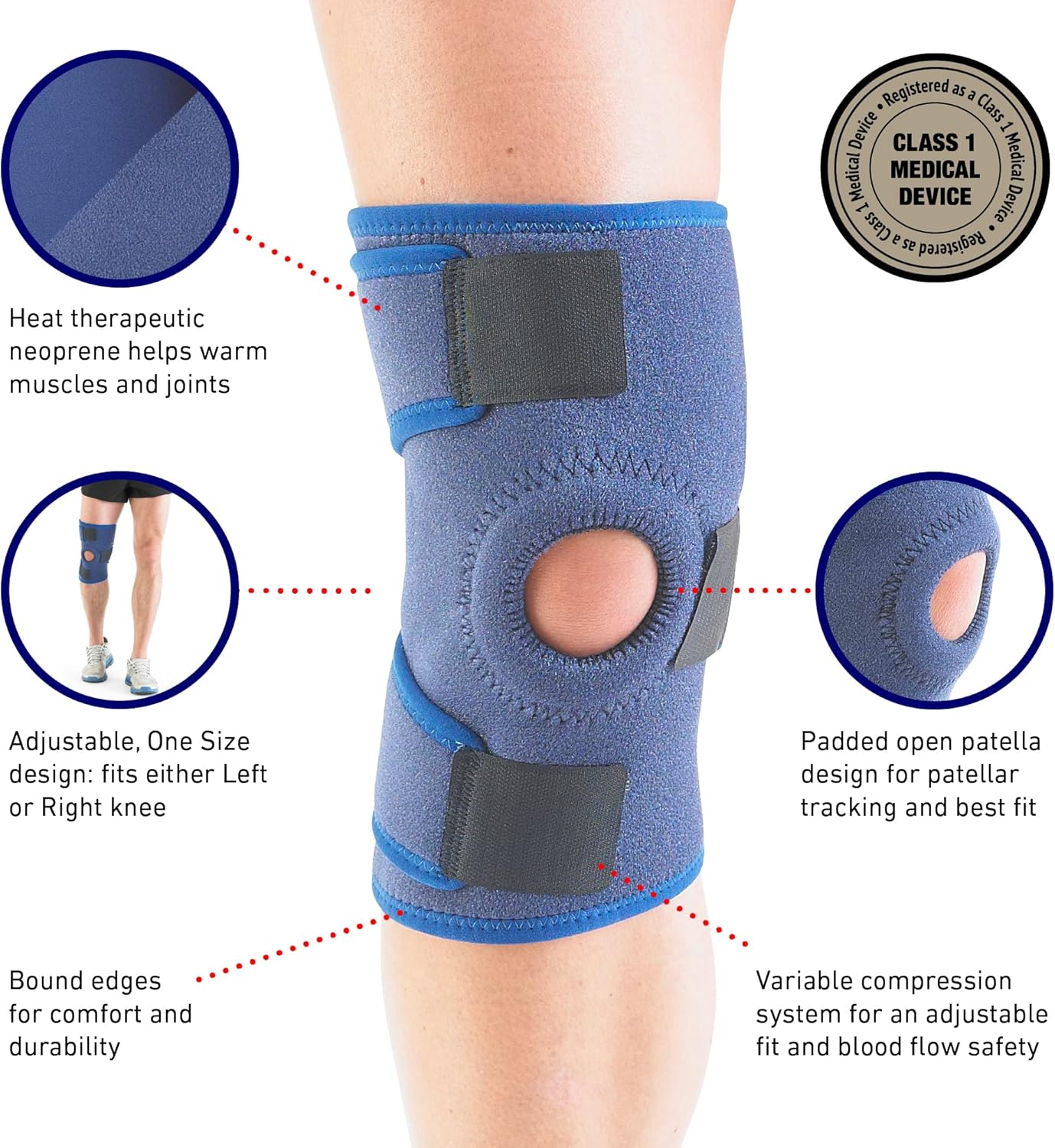 Open Patella Adjustable Knee Support- Knee Supports for Joint Pain Men and Women 