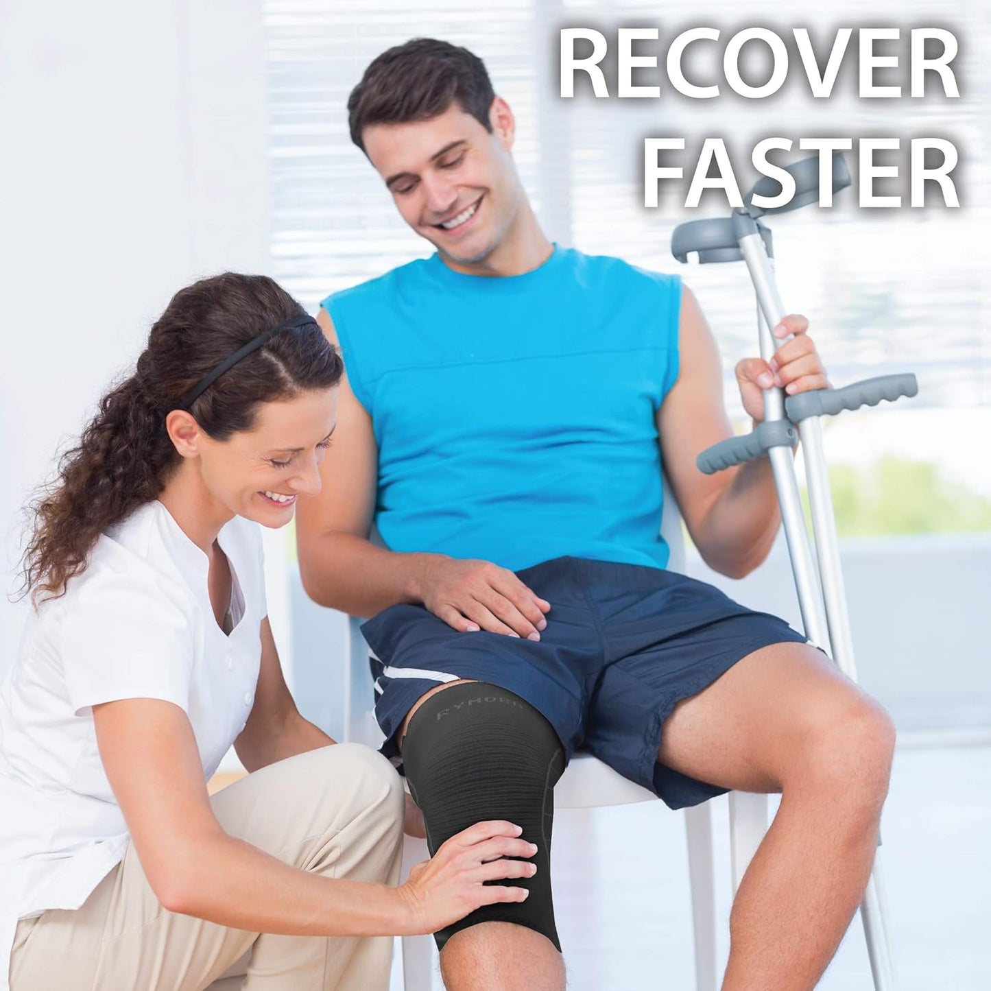 Knee Compression Sleeves for Men and Women  - Choice of Single or Pair