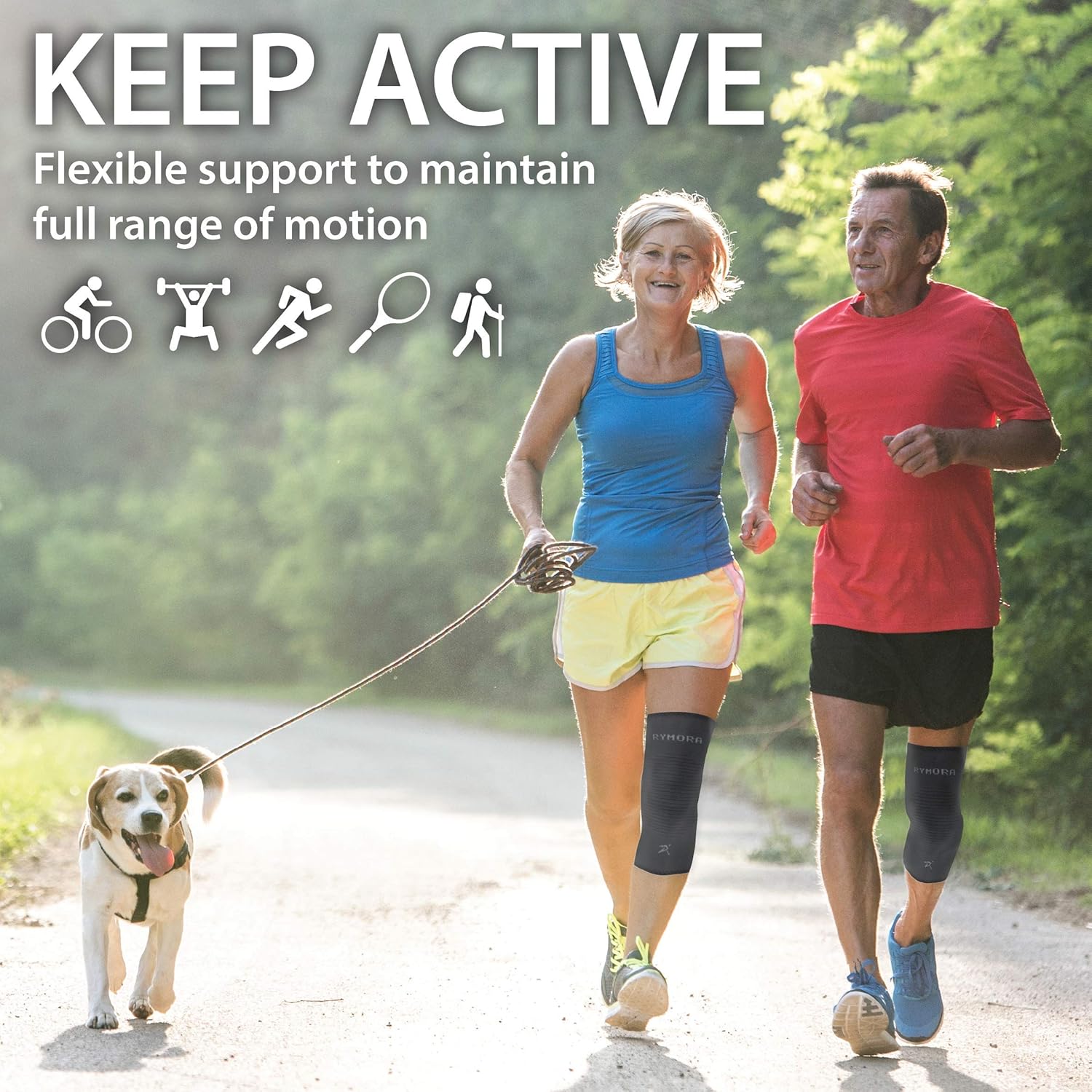 Knee Compression Sleeves for Men and Women  - Choice of Single or Pair