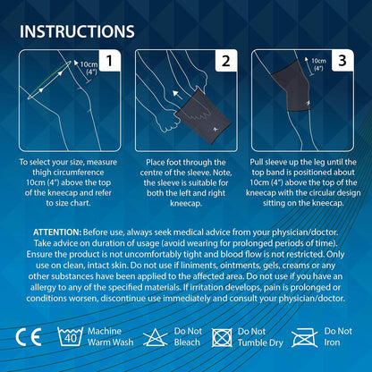 Knee Compression Sleeves for Men and Women  - Choice of Single or Pair